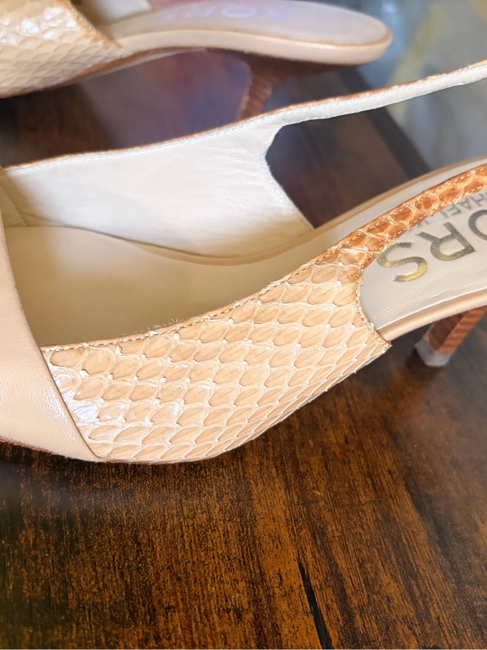 Nude Pointed Toe Slingback Kitten Heels - Picture 5 of 8